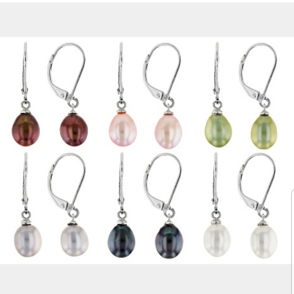 JTV Multi Color Pearl Rhodium Earrings (6)